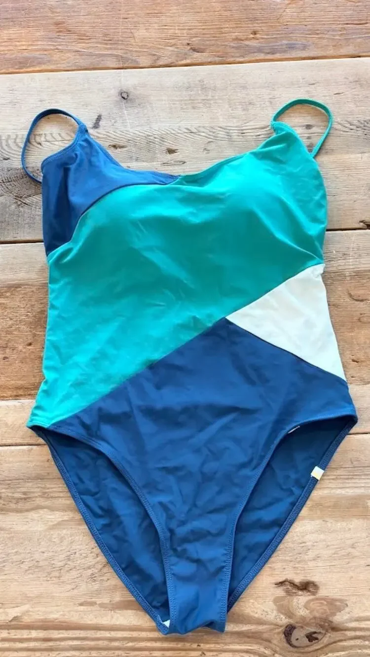 Summersalt Green Blue White SIZE 12 The Marina One Piece Swimsuit